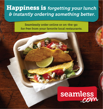 Happiness is forgetting your lunch & instantly ordering something better.