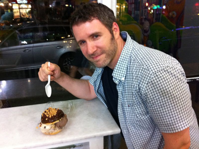 Jeff prepares to dig in! Jeff prepares to dig in!